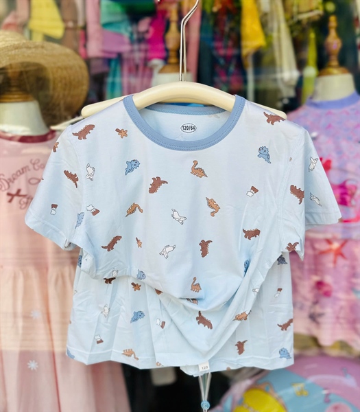 35153-Bộ Tencel TN khủng long viền xanh