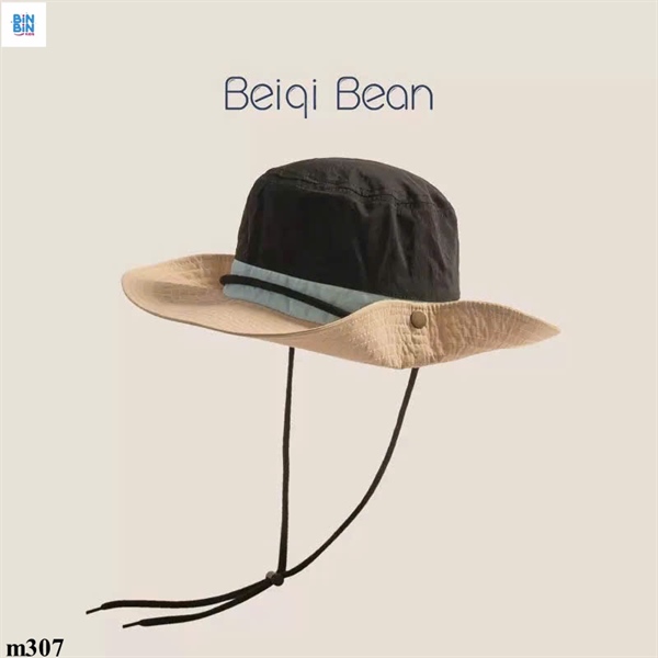 Mũ vành dù đen mix kem