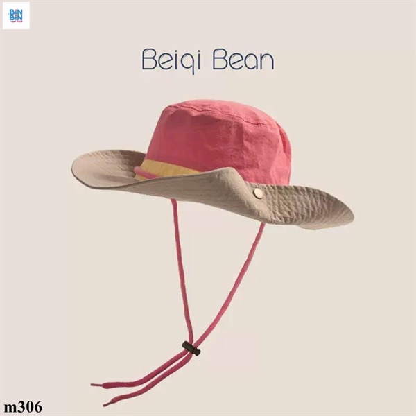 Mũ vành dù hồng mix xanh nhạt