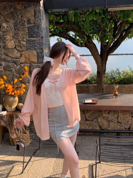Áo khoác cardigan thun giấy dáng dài A0007