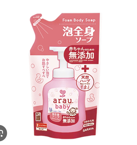 Bọt tắm gội thảo mộc Arau Baby túi 400ml (0M+)