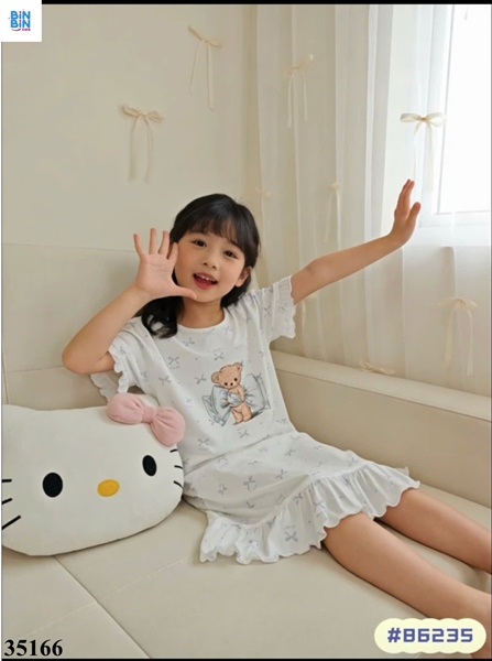 35166-Đầm Tobela gấu nơ