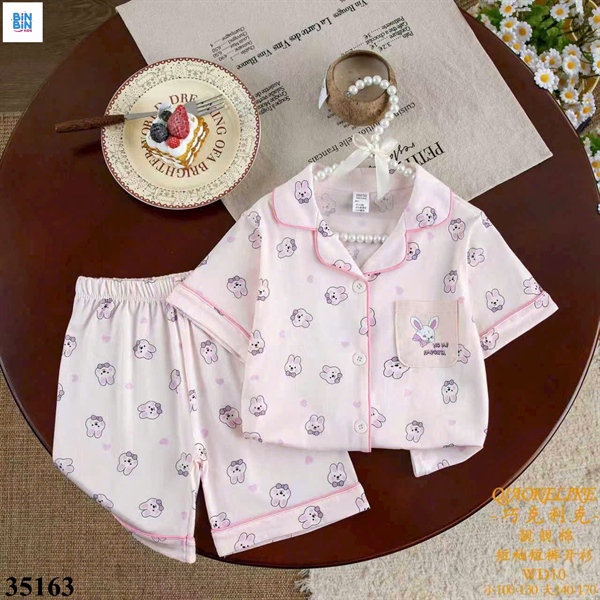 35163-Bộ Pyjama bé thỏ hồng tim