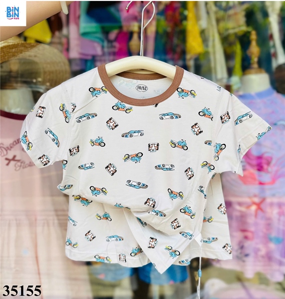 35155-Bộ Tencel TN xe hơi viền nâu