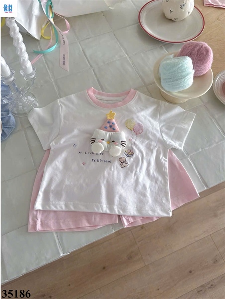35186-Set bộ Kitty đội mũ trắng