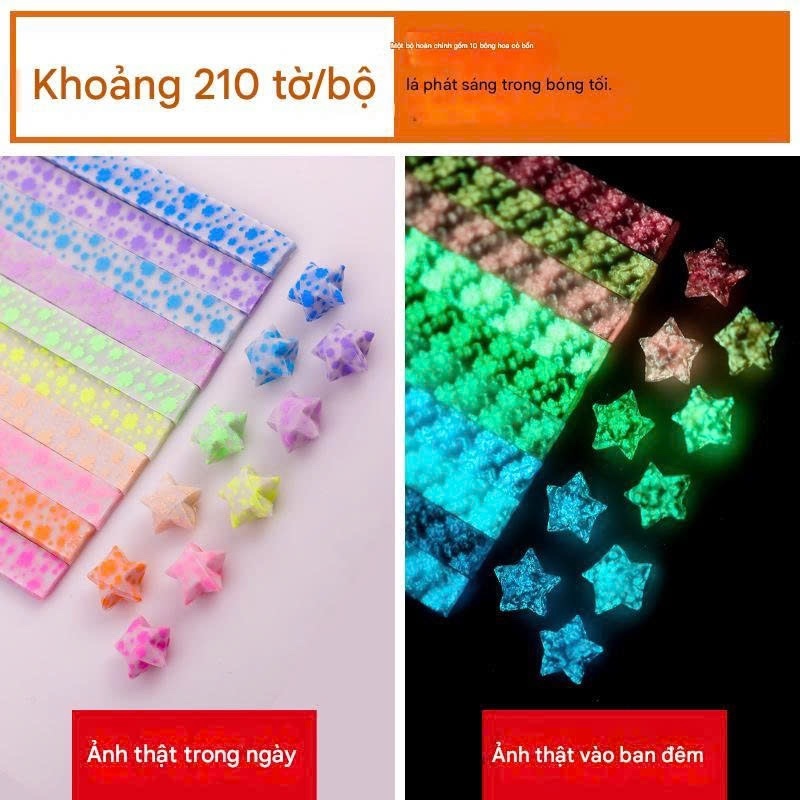 Giấy gấp sao(Sáng) Cỏ 4 lá nhiều màu[210 tờ/gói]