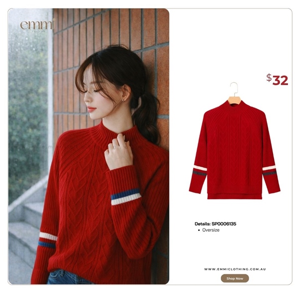 Cherry Cable Sweater