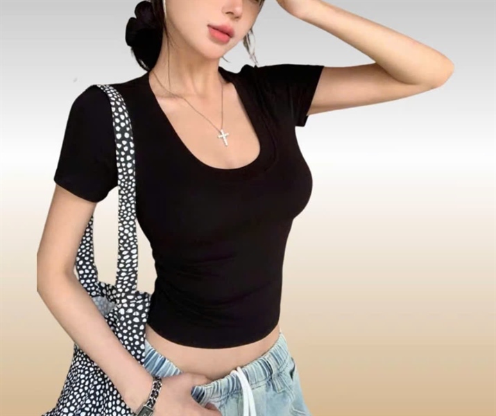 Áo phông cộc trơn ngắn crop
