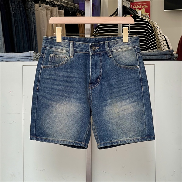 Quần Jean short Cotton Regular ống ôm vừa - màu xanh bụi 1262