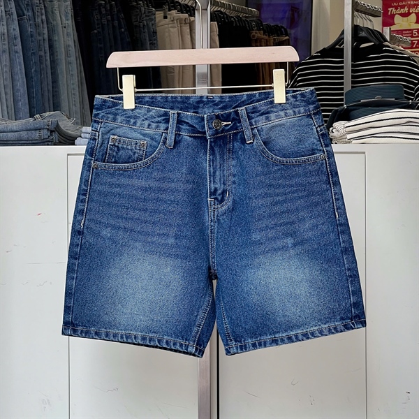Quần Jean short Cotton ống đứng màu xanh 1170