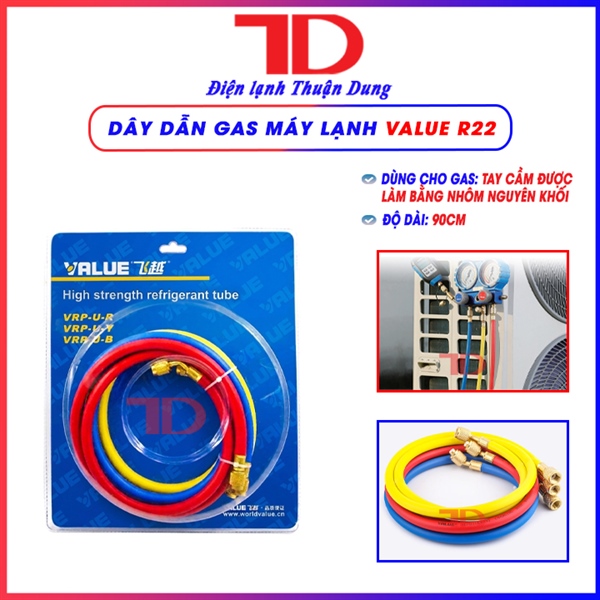 DÂY SẠC GAS VALUE R22 - DÂY DẪN GAS MÁY LẠNH VALUE R22 (Bộ 3 sợi - 90cm)(10b/t)