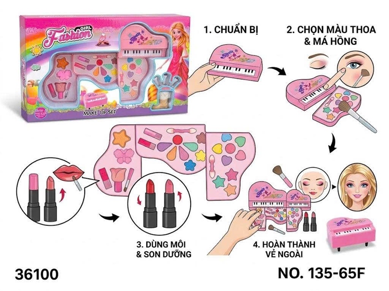 135-65F HỘP PHẤN TRANG ĐIỂM ĐÀN PIANO 3 TẦNG Girl Fashion 135-65D, E, F