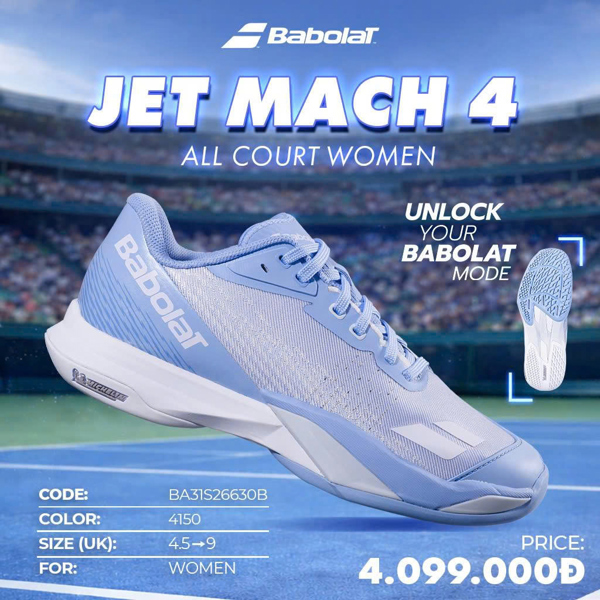Giền Pickleball - Giày Babolat Jet Mach 4 All Court Women