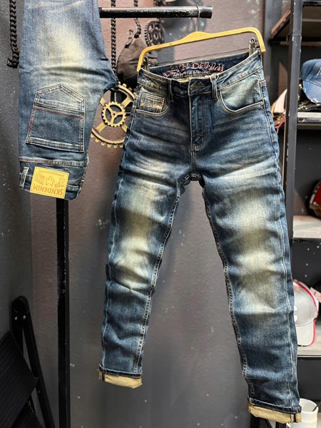 Jean Dài QCSC- DSKN1527 Xanh was phủ Retro lưng thêu