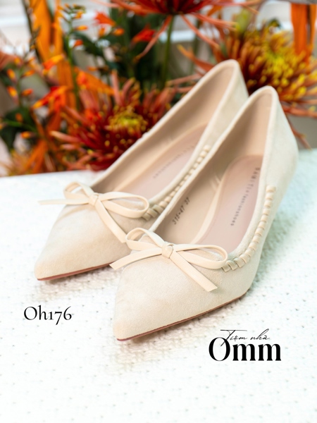 OH176 Giày nơ 3cm da lộn DSQC