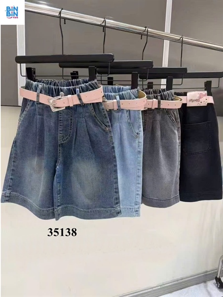 35138-Quần short ngố xanh trơn Kitty