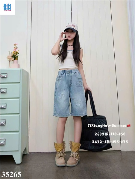 35265- Quần short ngố 3 Kitty xanh nhạt