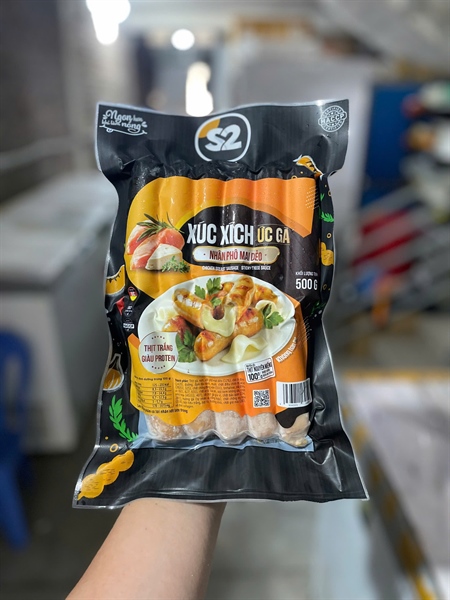 S2 xúc xích ức gà nhân phô mai dẻo gói 500g/11c