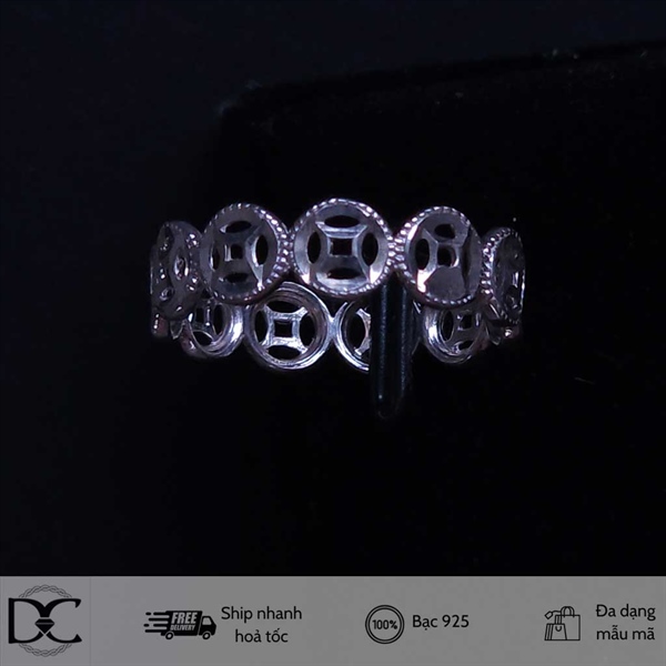 Nhẫn bạc Dazzy Charm nhẫn kim tiền mẫu 9 (viền bi)