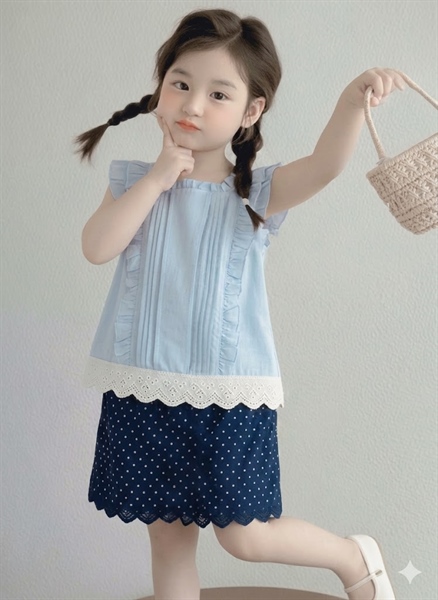Set Tiểu Thư Chấm Bi Xanh