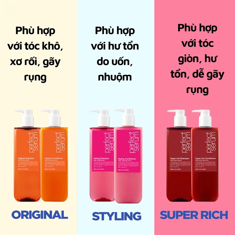Cặp Gội Xả Miseen Scène Perfect Serum 680ml (Chung)