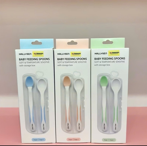 Bộ thìa đầu mềm cảm biến nhiệt Hallysen xanh lá