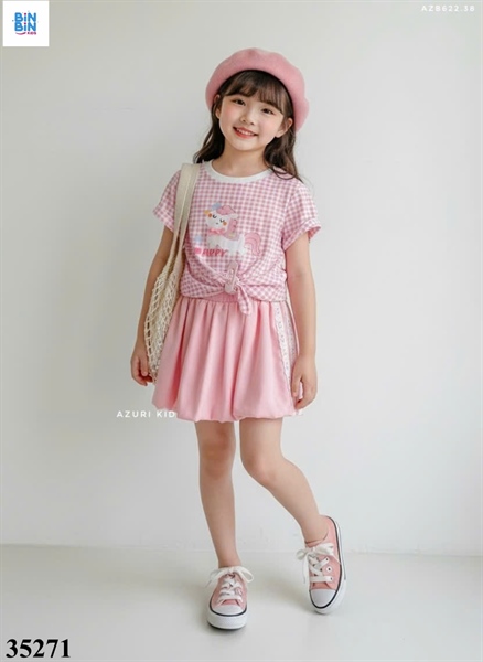 35271- Set váy bí ngựa Pony Hồng