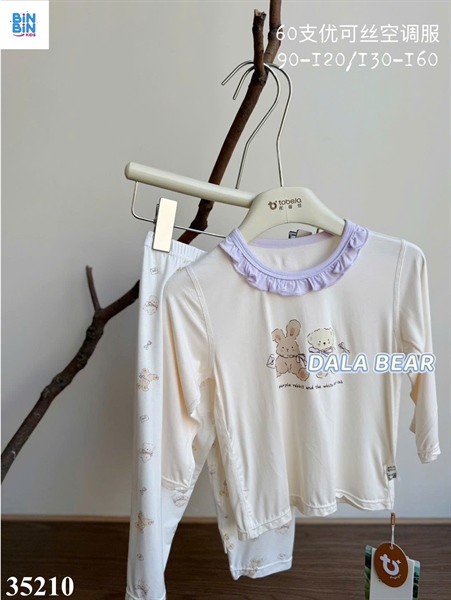 35210-Bộ thun Tobela TD 2 gấu viền ren tím