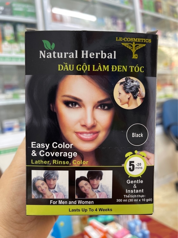 Dầu gội làm đen tóc Natural Herbal - H/10 gói x 30ml