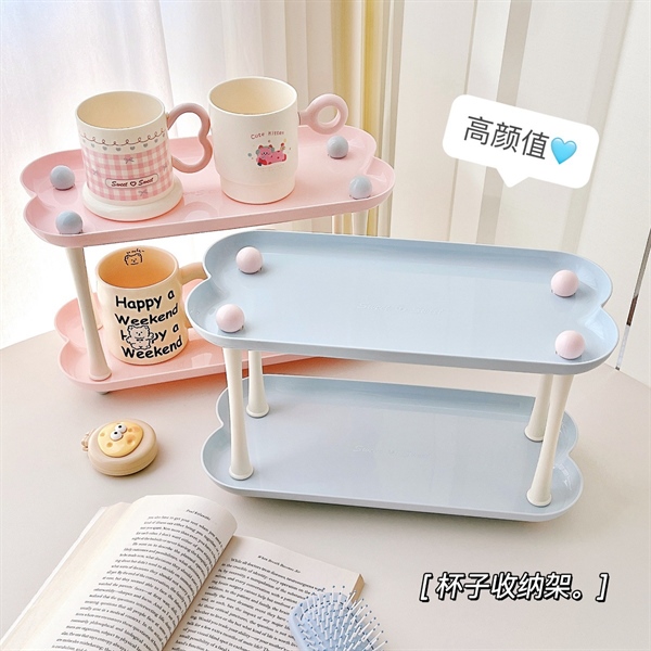 Kệ decor 2 tầng màu pastel