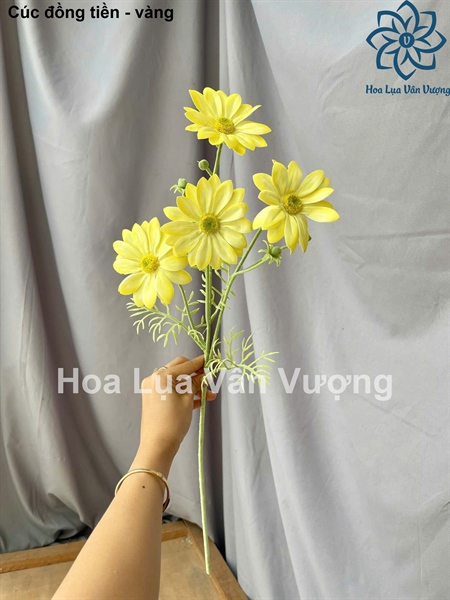 Cúc đồng tiền - vàng - Hoa cành dài - Hoa Lụa Vân Vượng