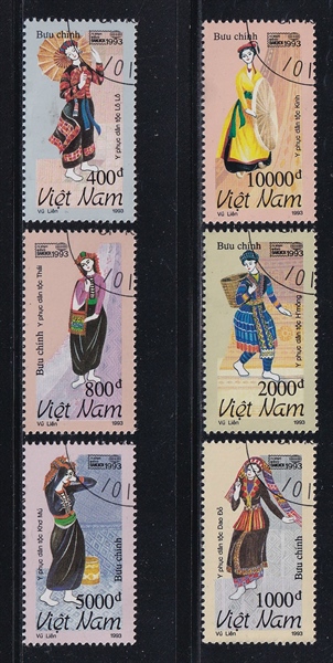 Bộ 6 Tem Bưu Chính Việt Nam - Y Phục Các Dân Tộc Việt Nam 1993 (6) | Used/CTO