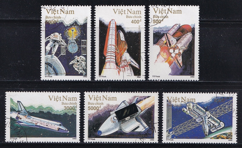 Bộ 6 Tem Bưu Chính Việt Nam - Tầu Vũ Trụ Con Thoi 1992 (6) | Used/CTO