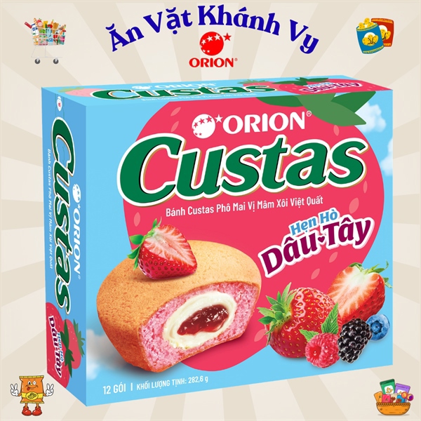Custas dâu Tây hộp 12 bánh 282,6g