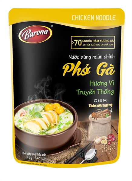Nước dùng hoàn chỉnh phở gà Barona 145g