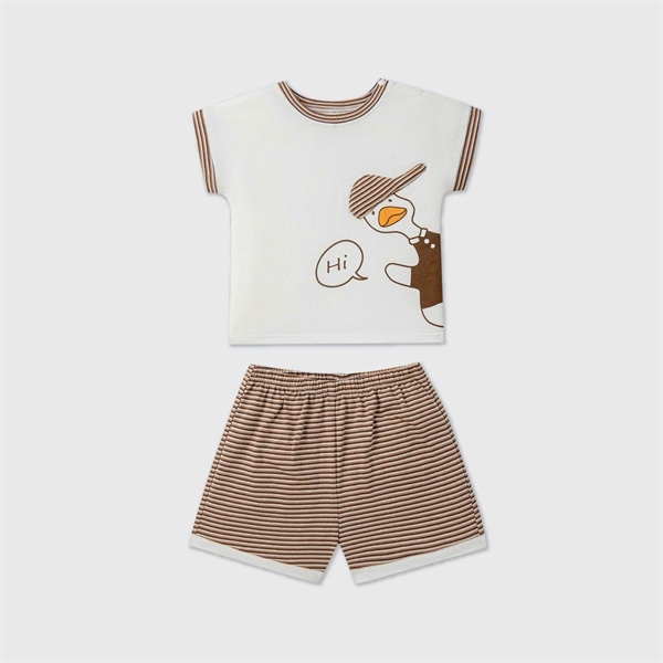 La Pomme bộ cộc tay hoạ tiết kẻ sọc chàng vịt bảnh bao