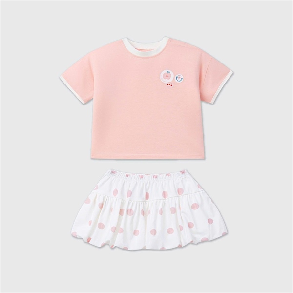 La Pomme bộ váy áo cộc tay chấm bi ngọt ngào