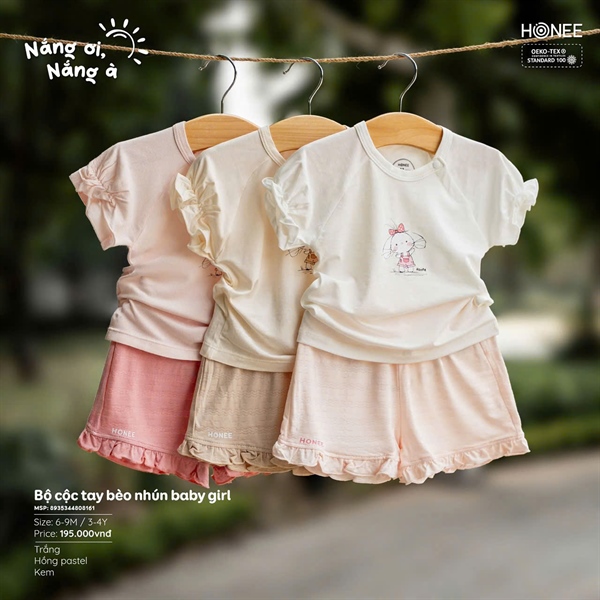 Honee bộ cộc tay bèo nhún baby girl 8161