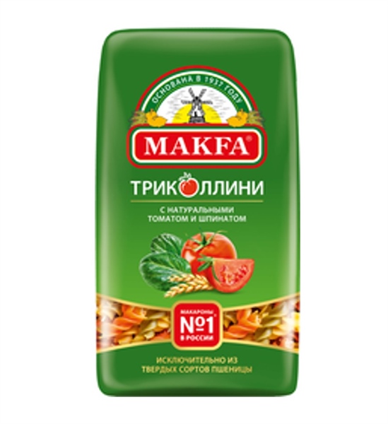 Nui xoắn vị cà chua và rau chân vịt Makfa loại premium 450g