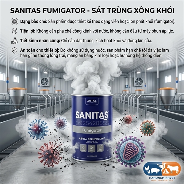 Sát trùng xông 25g Sanitas fumigator((1/2m3) -TV