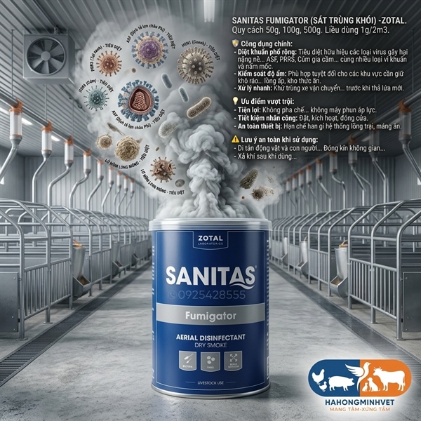 Sát trùng xông 100gr (1g/2m3) Sanitas fumigator -TV
