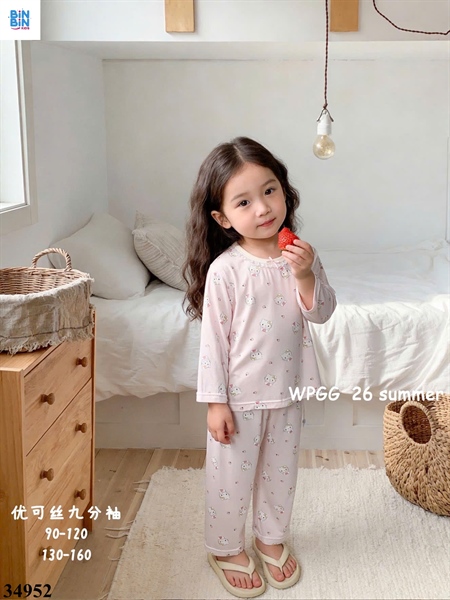 34952-Bộ tencel TD Kitty nơ đào