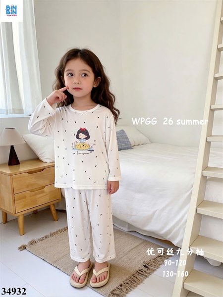 34932-Bộ tencel TD Bạch tuyết nơ đỏ