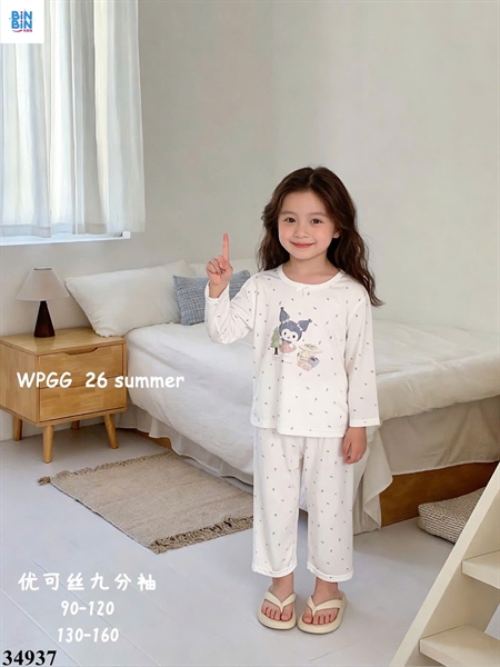 34937-Bộ tencel TD Kuromi party trắng