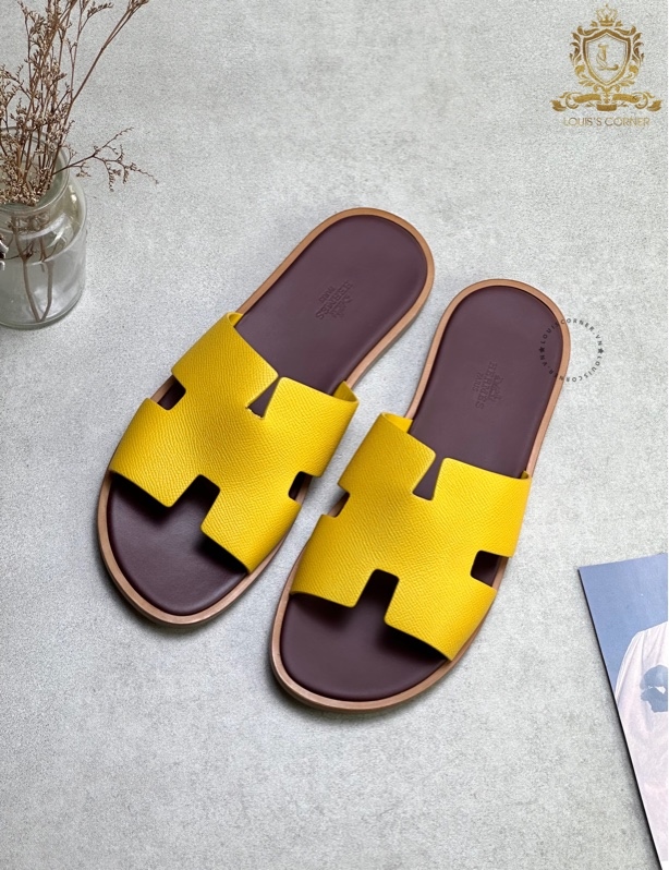 Dép Hermes taiga vàng đế nâu đỏ