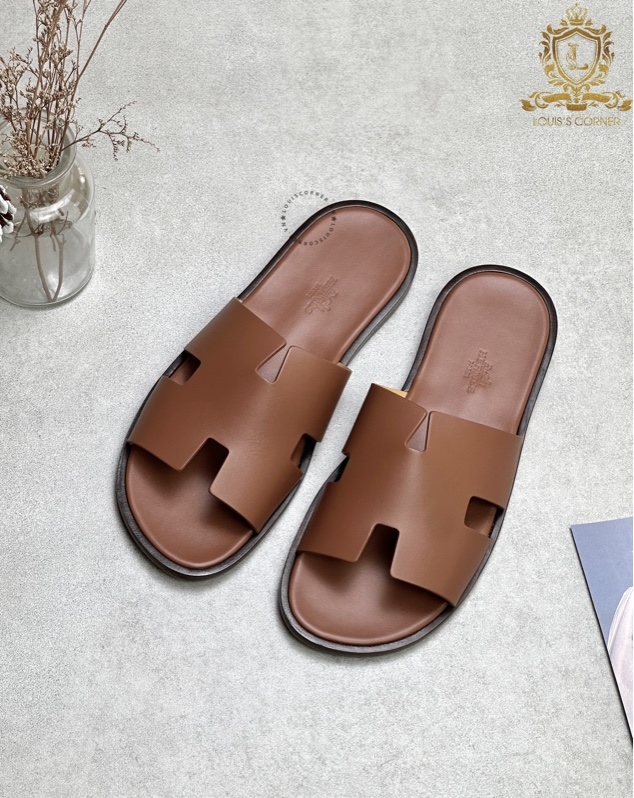 Dép Hermes nâu trơn