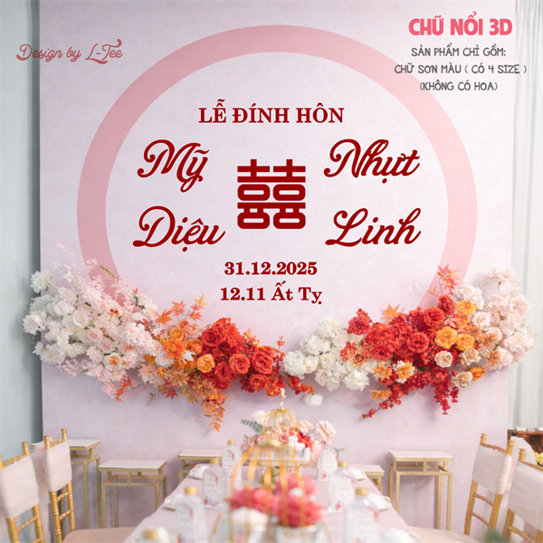 Bộ Tên Đám Cưới DÁN TƯỜNG Size 75cm