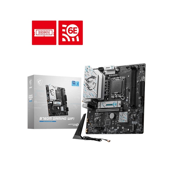 Mainboard MSI B760M GAMING WIFI (Intel B760, DDR5, LAN 2.5Gbps, Wi-Fi 6E, Bluetooth 5.3)