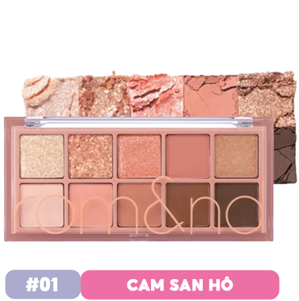 Bảng Phấn Mắt Romand 10 Ô Màu -- 01 Pampas Garden: Màu cam san hô