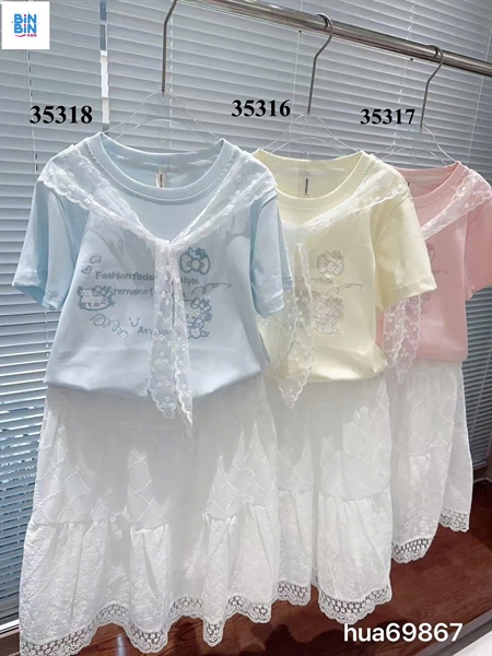35316-Set váy Kitty nơ vàng